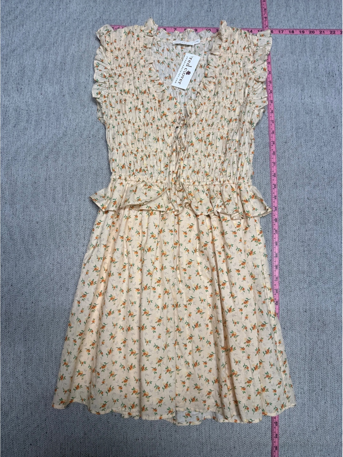 Lush Cream Orange Floral Dress Size Large